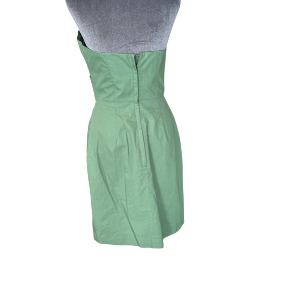 J. Crew Green Strapless Pleated Mini Dress Size 4 Womens Cocktail Party Attire - Picture 4 of 5